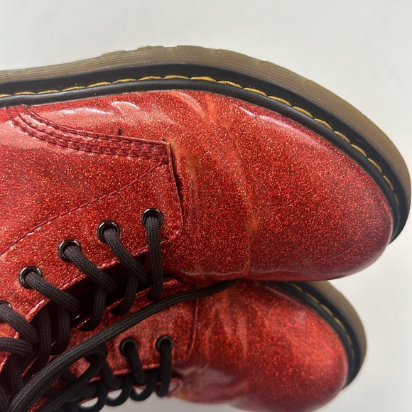 Dr. Martens Red sparkly glitter metallic combat boots Size US3 youth - Picture 8 of 10